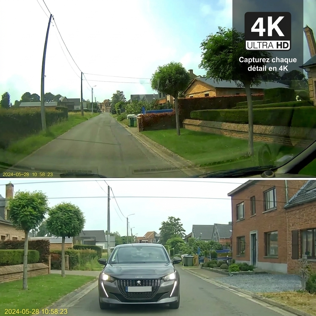 Dashcam WiFi 4K – 2 caméras : Avant et Arrière