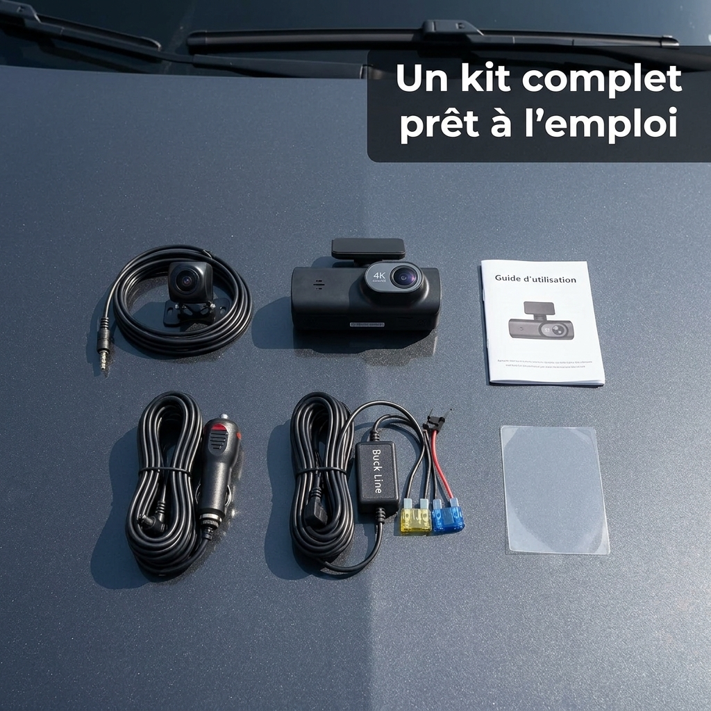 Dashcam WiFi 4K – 2 caméras : Avant et Arrière