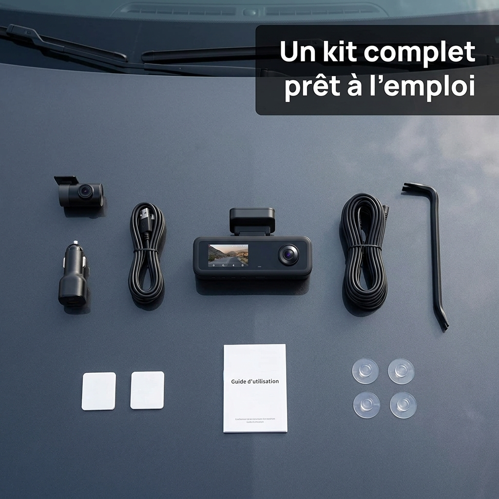 Dashcam Wifi 4K – 3 caméras : Avant, Arrière et Habitacle